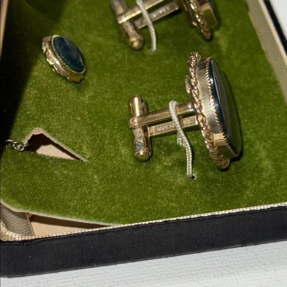 Steval 1/20 12K Gold Filled Cufflinks Jewelry Set preowned built w/original box